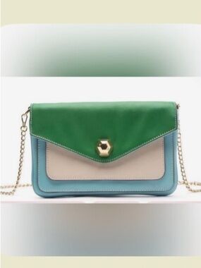 Green & Cream Colorblock Women’s Envelope Crossbody Bag